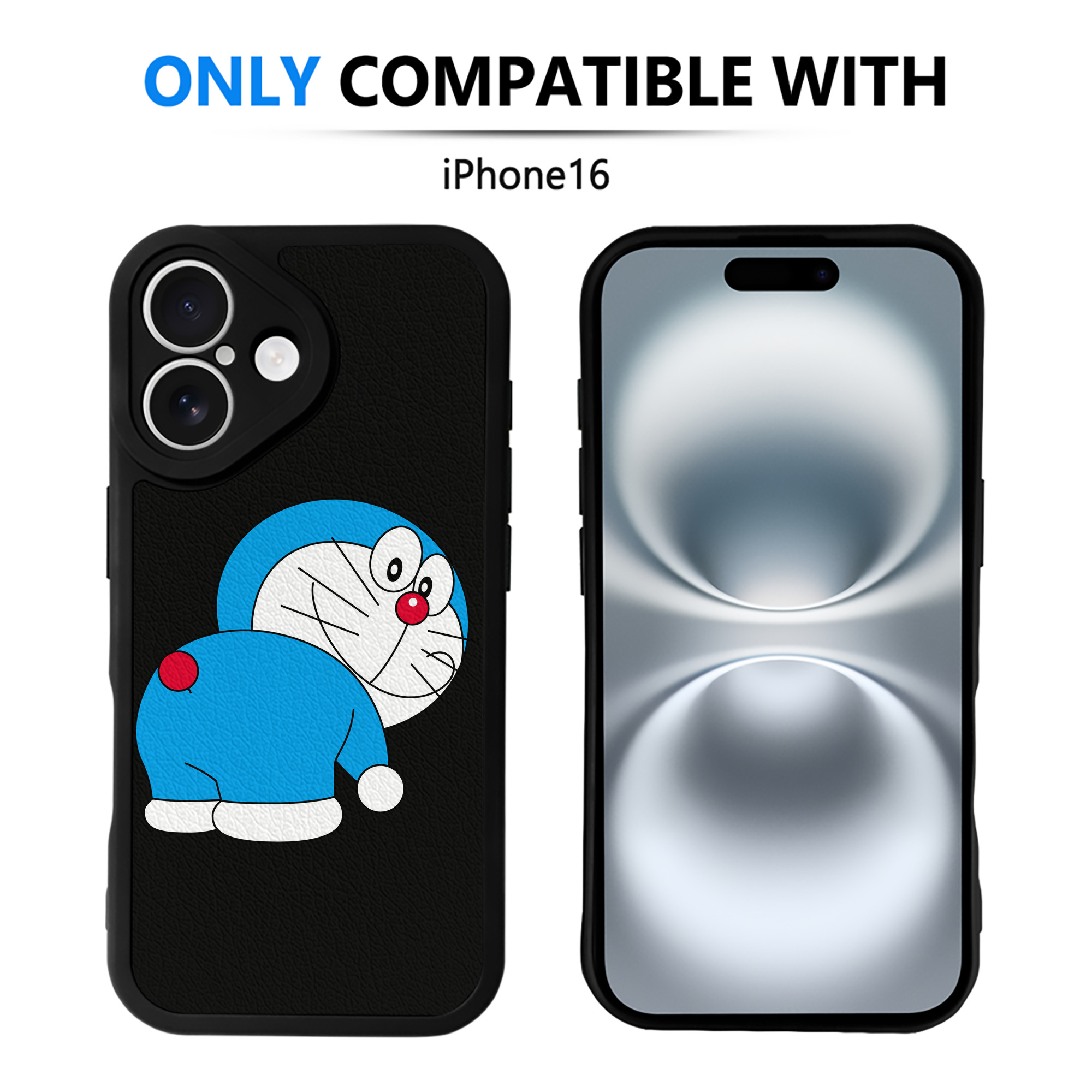 （画像用） ドラえもん Doraemon 【iPhone 16シリーズ対応】シリコンスマホケース（レザー調） 材質：シリコン